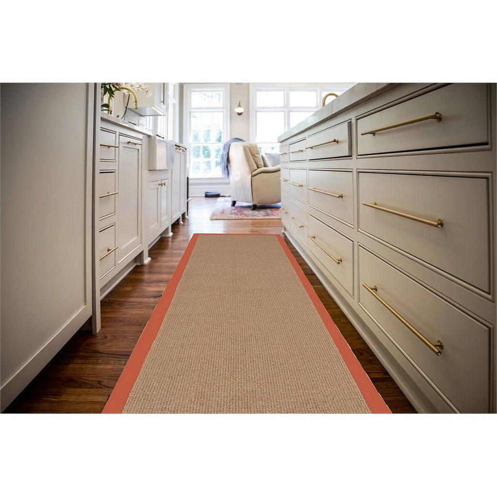 Machine Tufted Wool 2'6"x12' Rug in Brown and Burnt Orange W2980