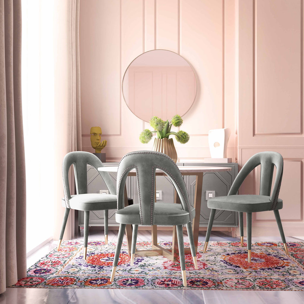 Light Grey Velvet Dining Chair with Gold Tipped Legs C208586