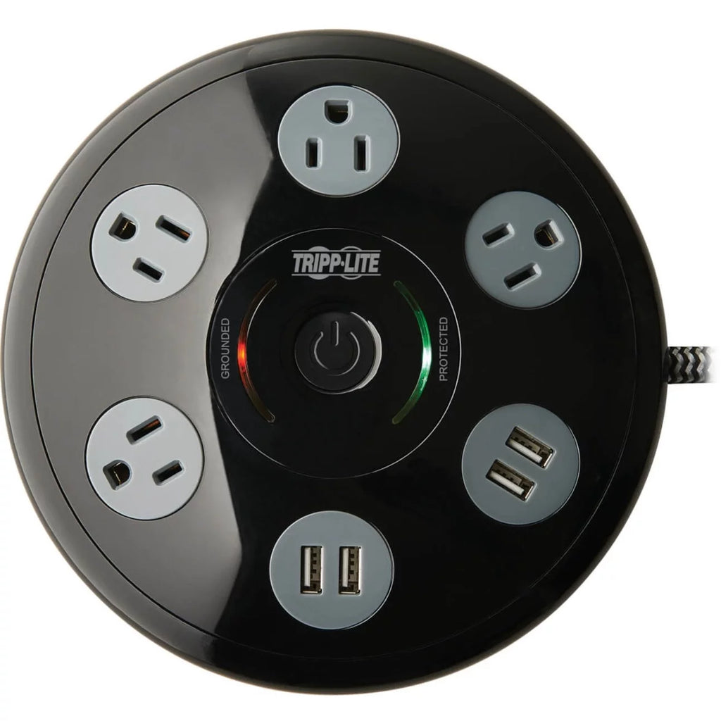 Surge Protector with 4 Outlets & 4 USB-A Ports 6ft Cord Black M39475