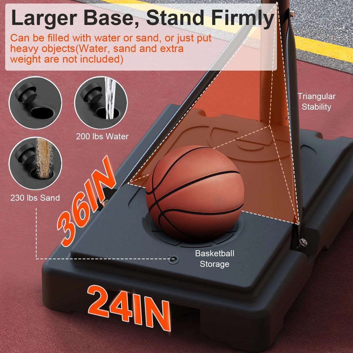 Height Adjustable Portable Basketball Hoop with Shatterproof PVC Backboard and 18 Rim E8090