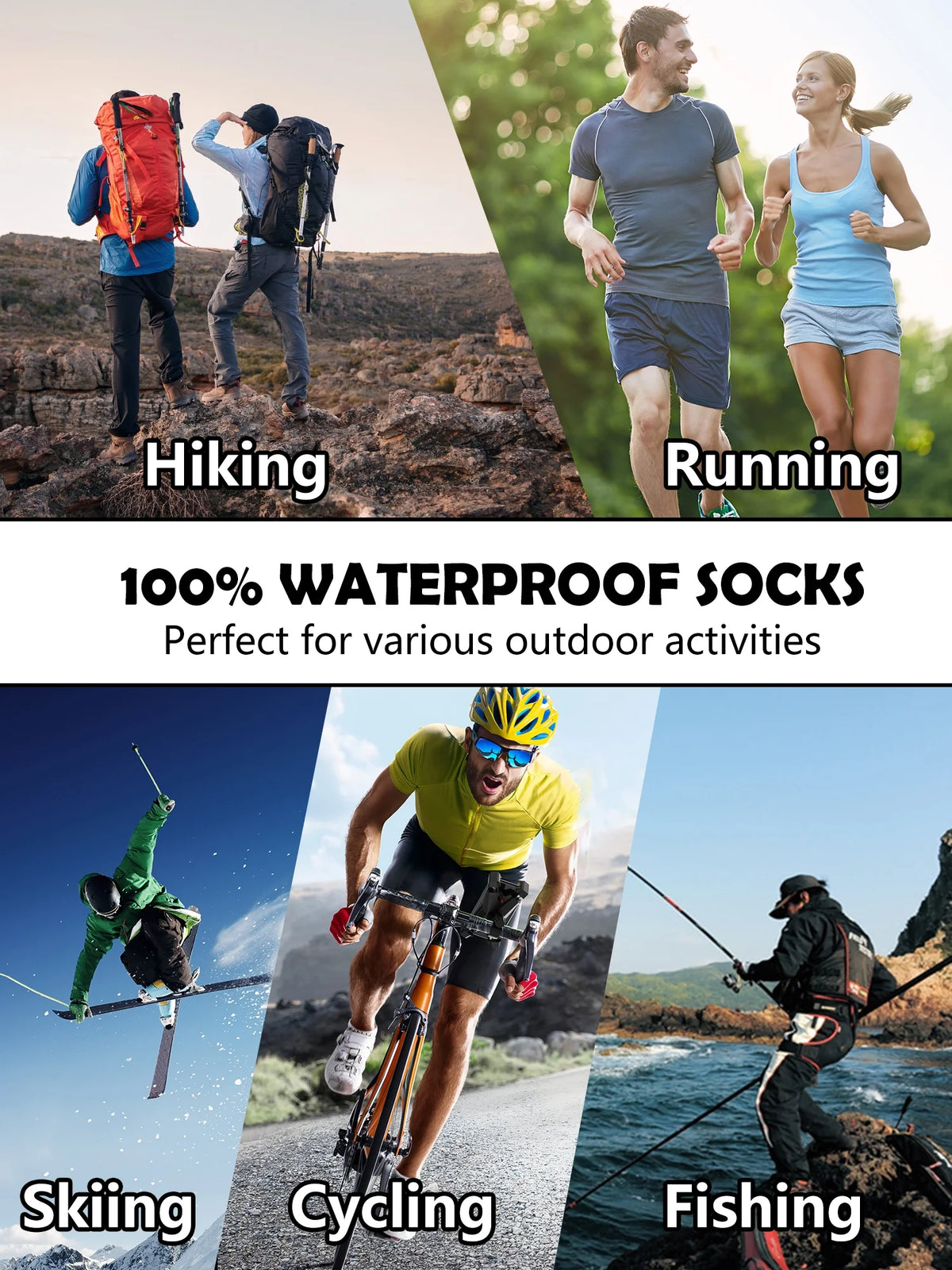 Waterproof Breathable Lightweight Cushioned Quarter Hiking Socks 1 Pair Small Black Orange M531642
