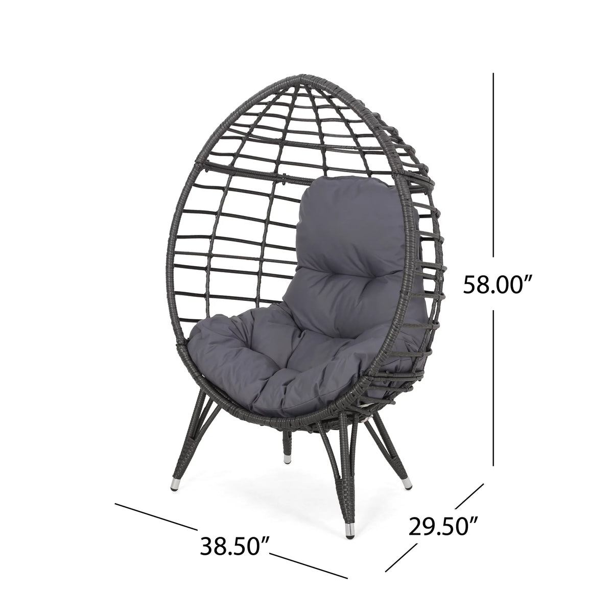 Outdoor Wicker Teardrop Chair in Gray and Dark Gray A171881