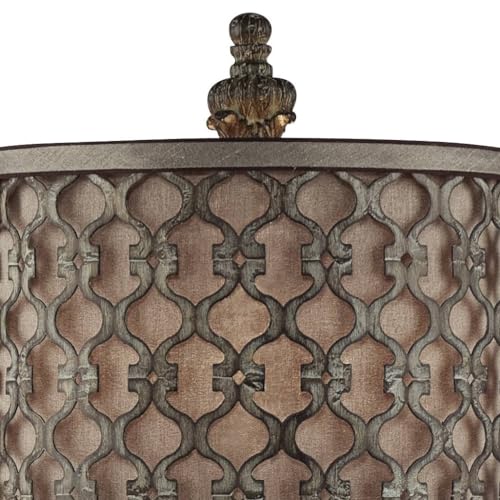 Beige Metal Fabric Shade End Table Lamps Set of 2 G39448