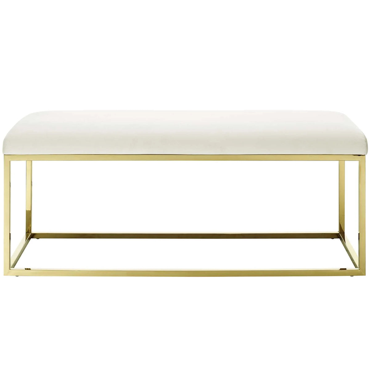 Gold Ivory Velvet Accent Chair Bench S270545