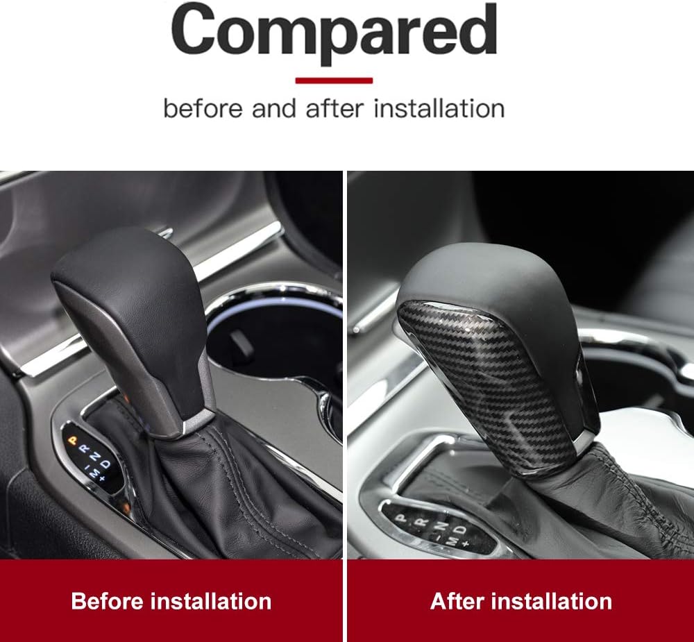 Carbon Fiber Grain Gear Shift Knob Trim 2 Pack J108