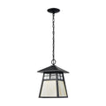 1-Light Hanging Matte Black Antique White Art Glass B596