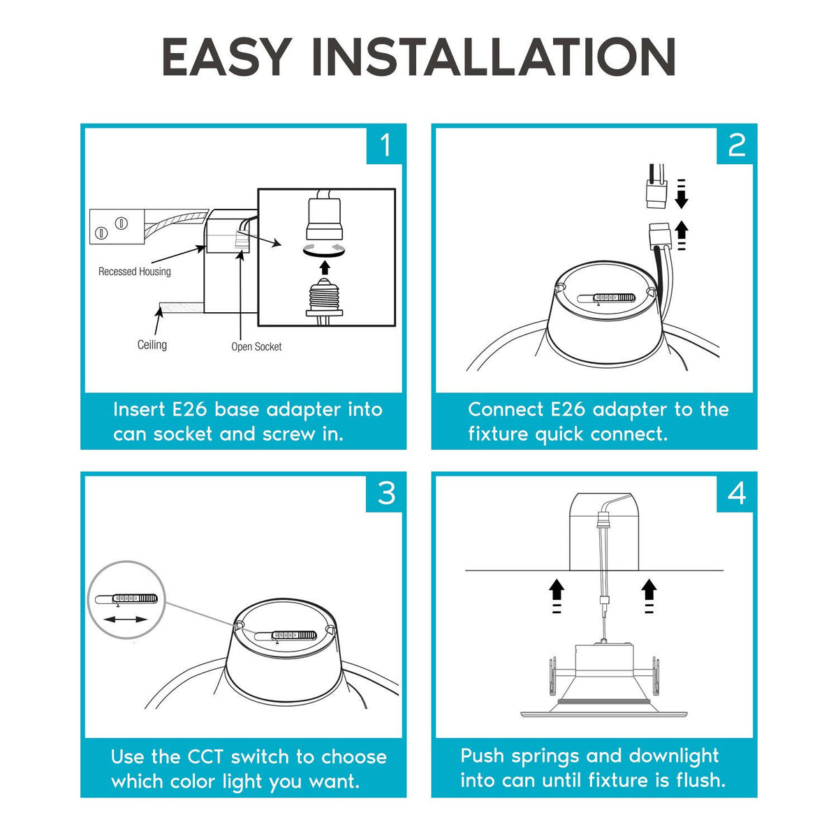 5/6 in. 14W to 90W 5-Color Selectable Dimmable Integrated LED Recessed Light Kit (12-Pack) U5769