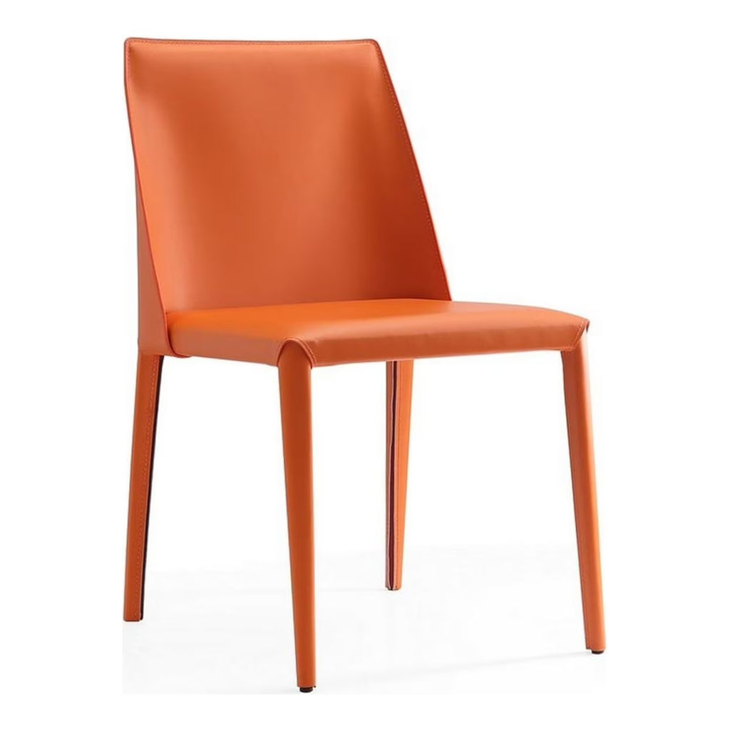 Coral Orange Leather Dining Chair (Set of 2) H320