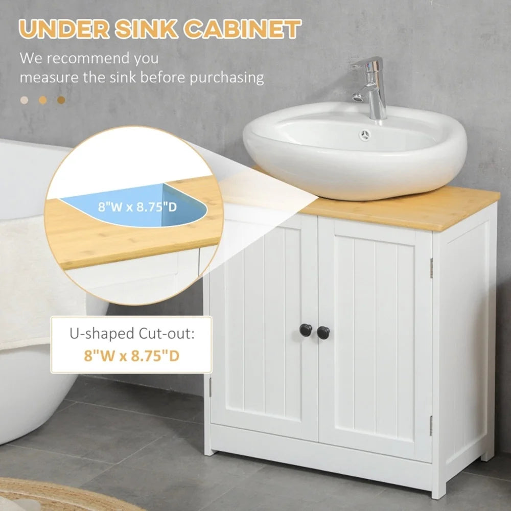 Crystal White Dark Walnut Under Sink Cabinet with Double Doors B91192