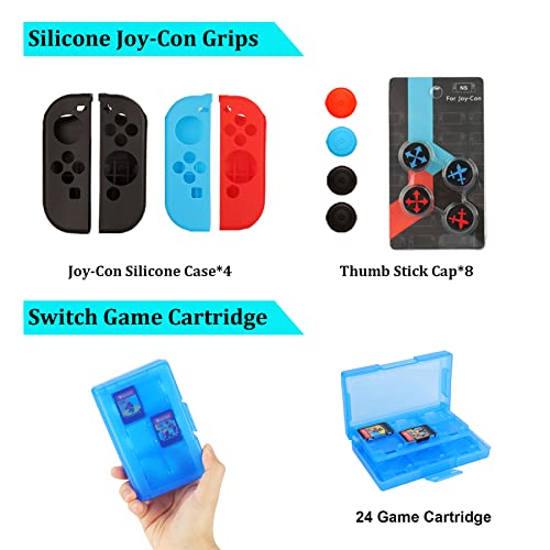 23 in 1 Carrying Case with Steering Wheels Screen Protectors Charging Dock Grips Caps A63167