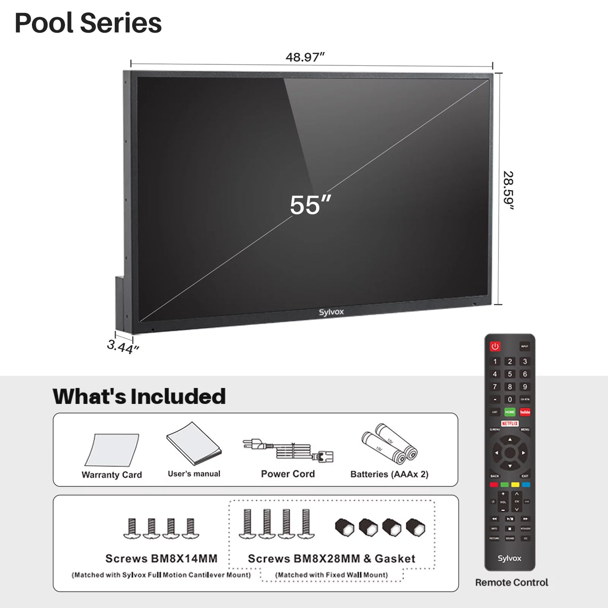 55 inch 2000 Nits 4K UHD IP55 Waterproof Outdoor TV C1144