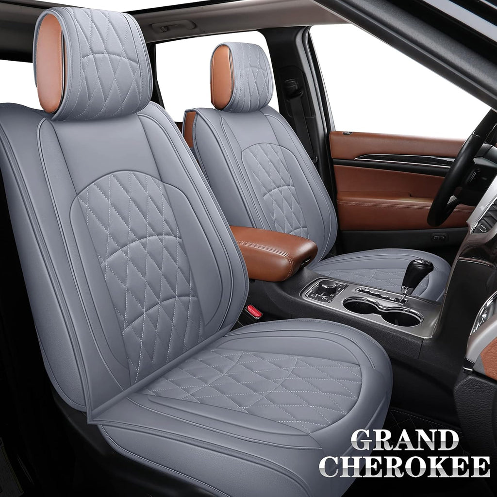 Jeep Grand Cherokee Front Seat Covers 2 PCS Waterproof Leather Black-Red O30766