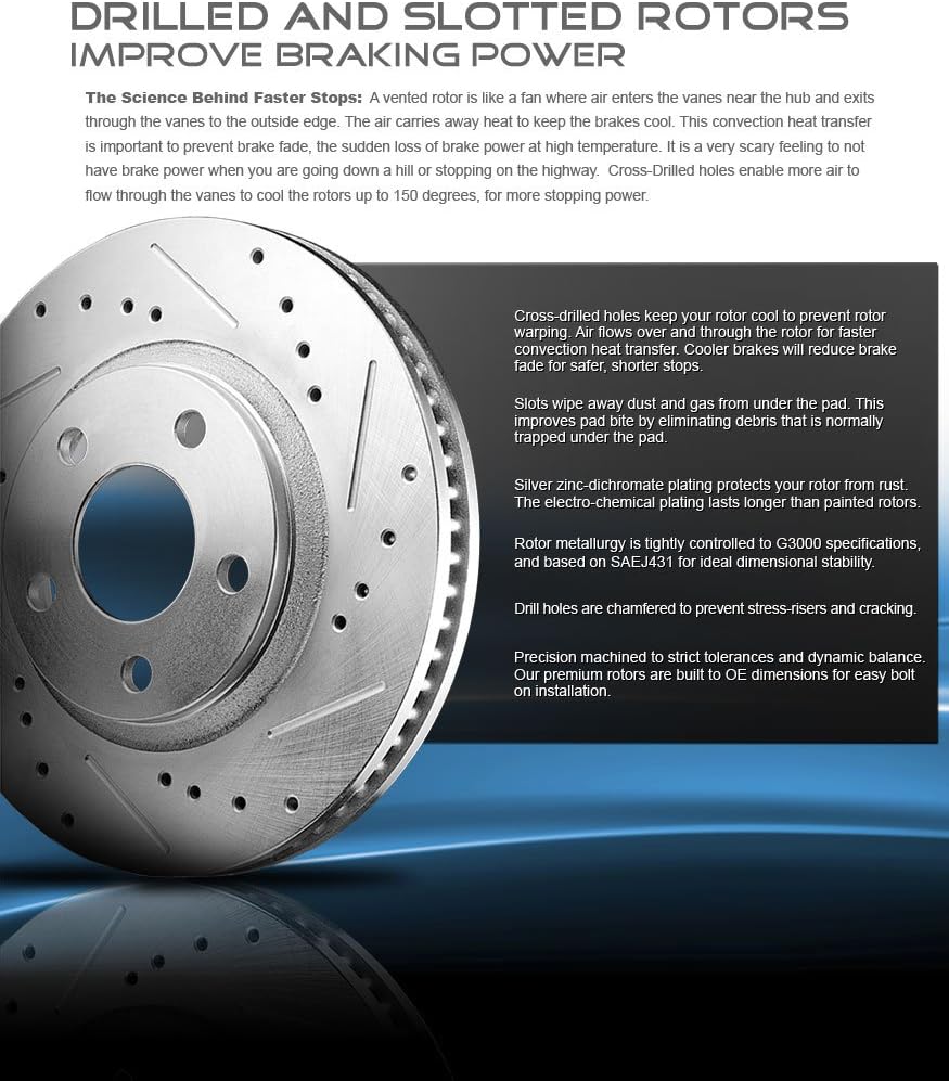 FRONT 255mm 5 Lug Rotors + Ceramic Brake Pads + Hardware K74121