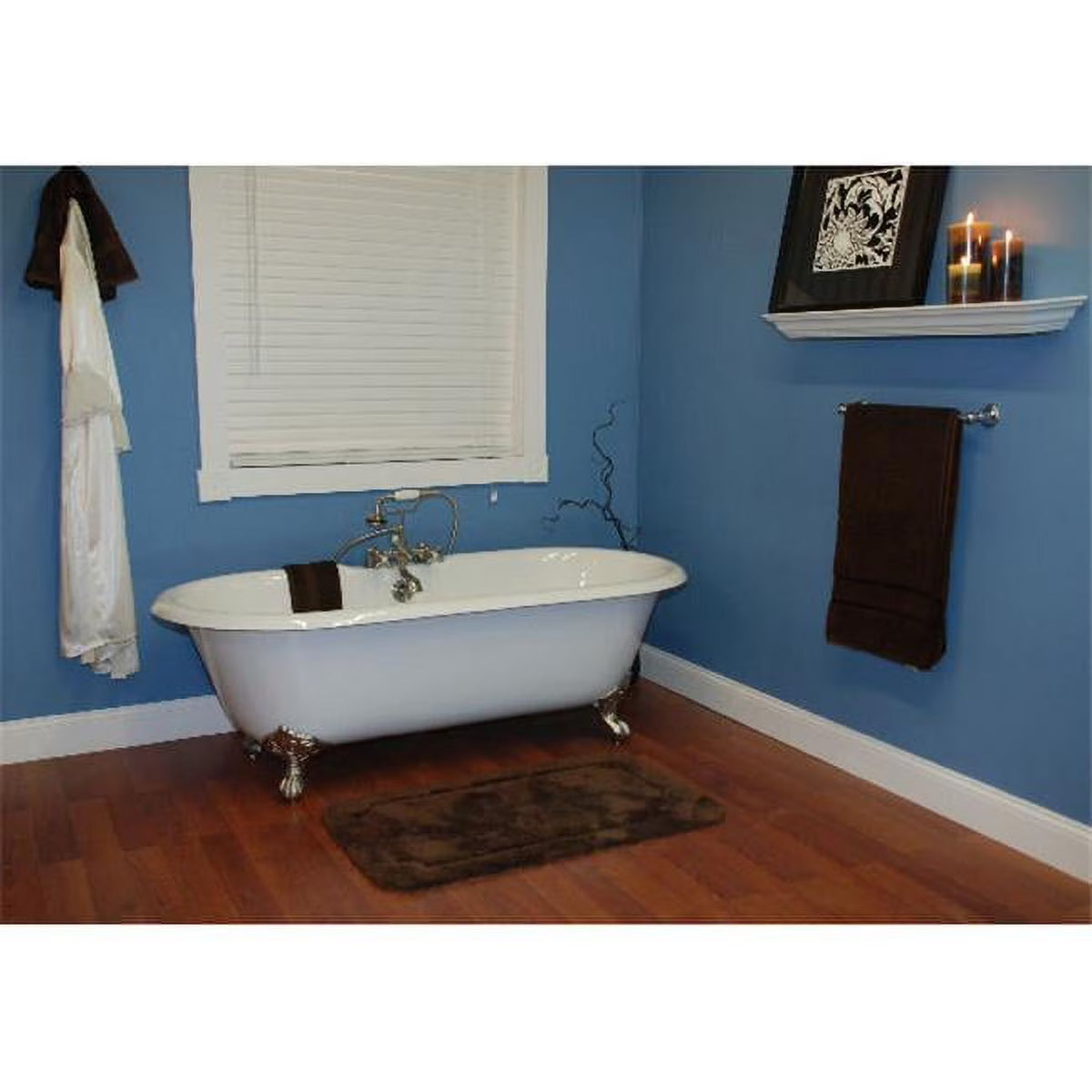 Cast Iron Double Ended Clawfoot Tub with Brushed Nickel Feet P856807