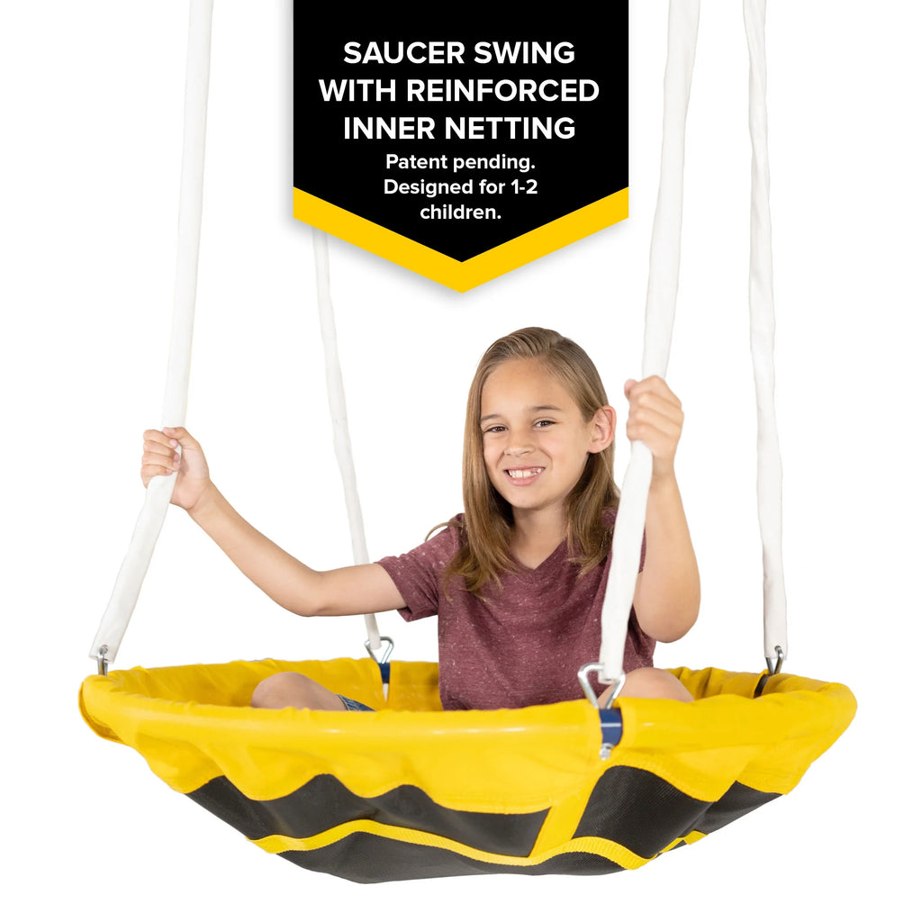 Metal Swing Set with Slide and Saucer Swing V383