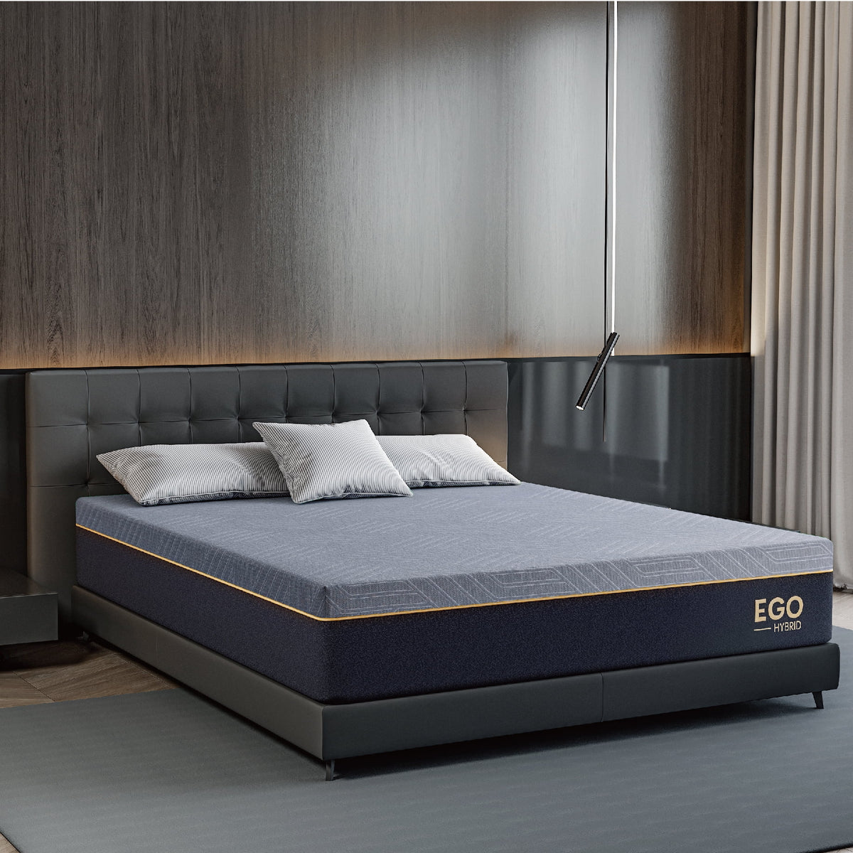 Black 12 inch Full Size Memory Foam Hybrid Mattress C5026
