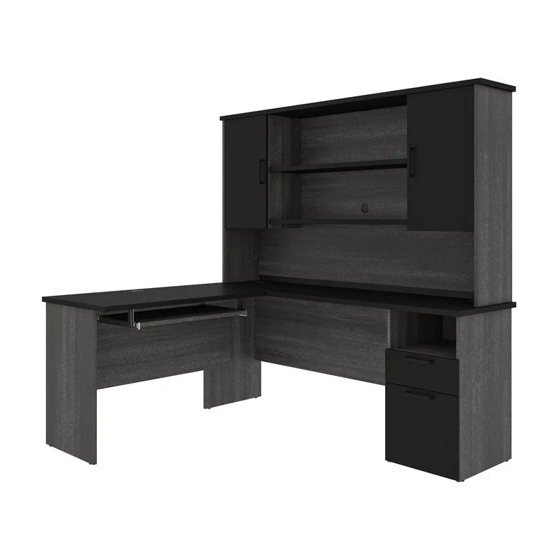 71W L-Shaped Desk with Hutch E623