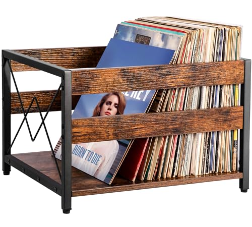 Brown Wooden Vinyl Record Storage Crate Z89307