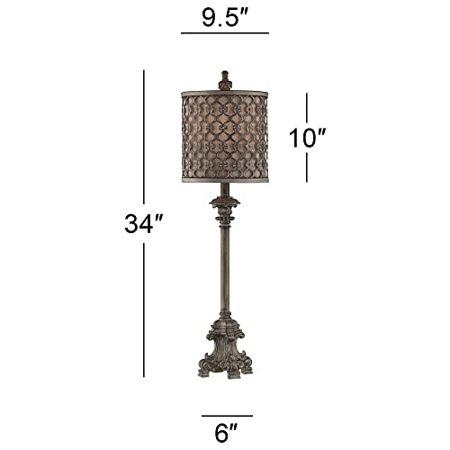 Beige Metal Fabric Shade End Table Lamps Set of 2 G39448