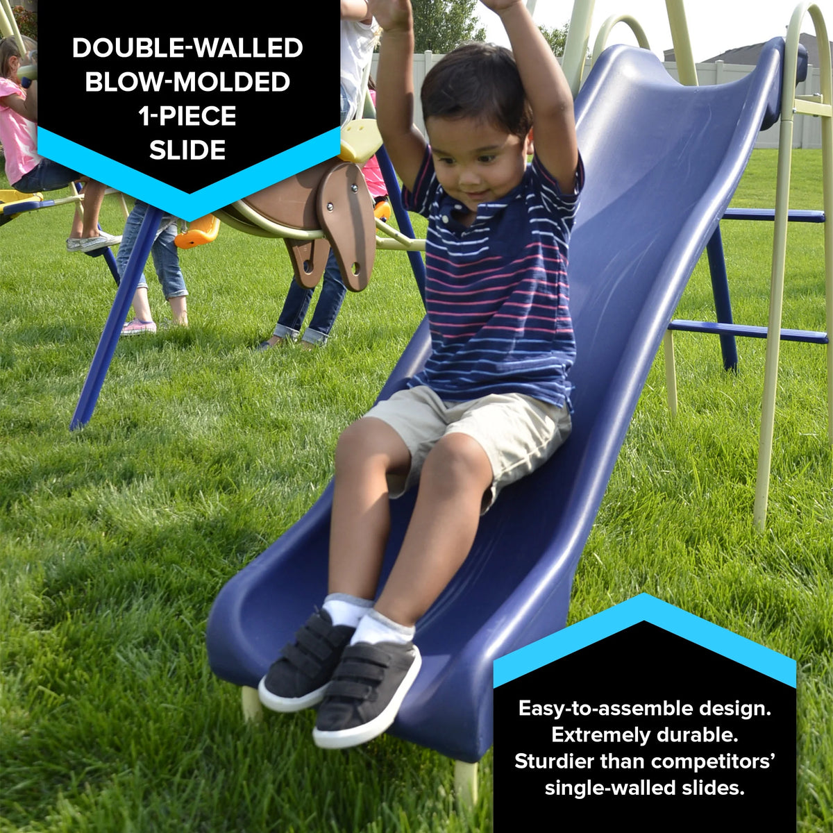 Metal Swing Set with Slide and Saucer Swing V383
