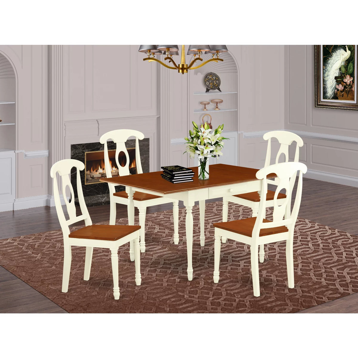 5 Piece Wood Dining Table and Chair Set K14325