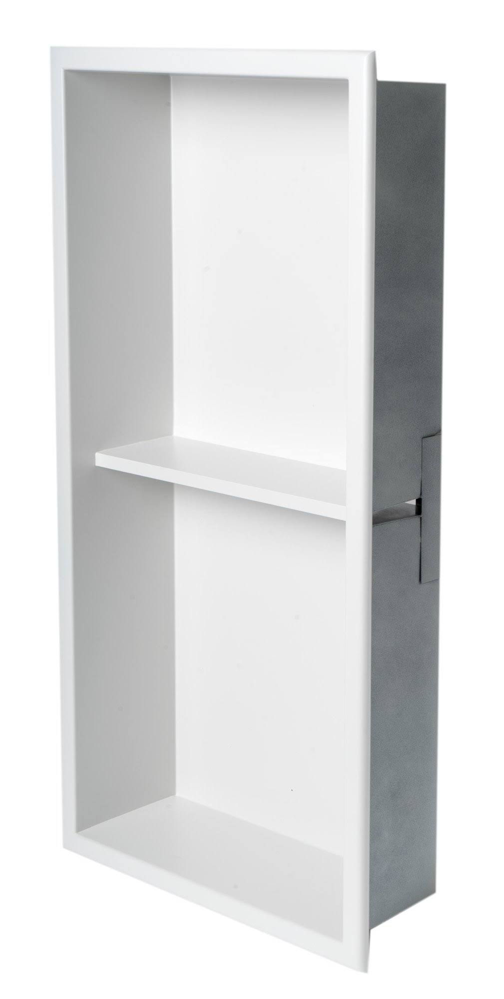 12 x 24 Stainless Steel Double Shelf Bath Shower Niche Matte White J871
