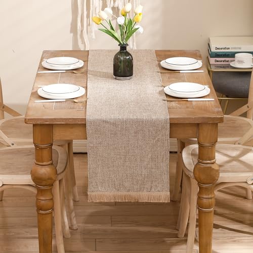 Boho Fringe 12x120 Inch Linen Table Runner A336