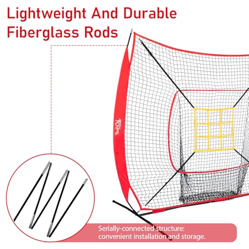 7×7FT Baseball Softball Practice Net with Strike Zone Target T733
