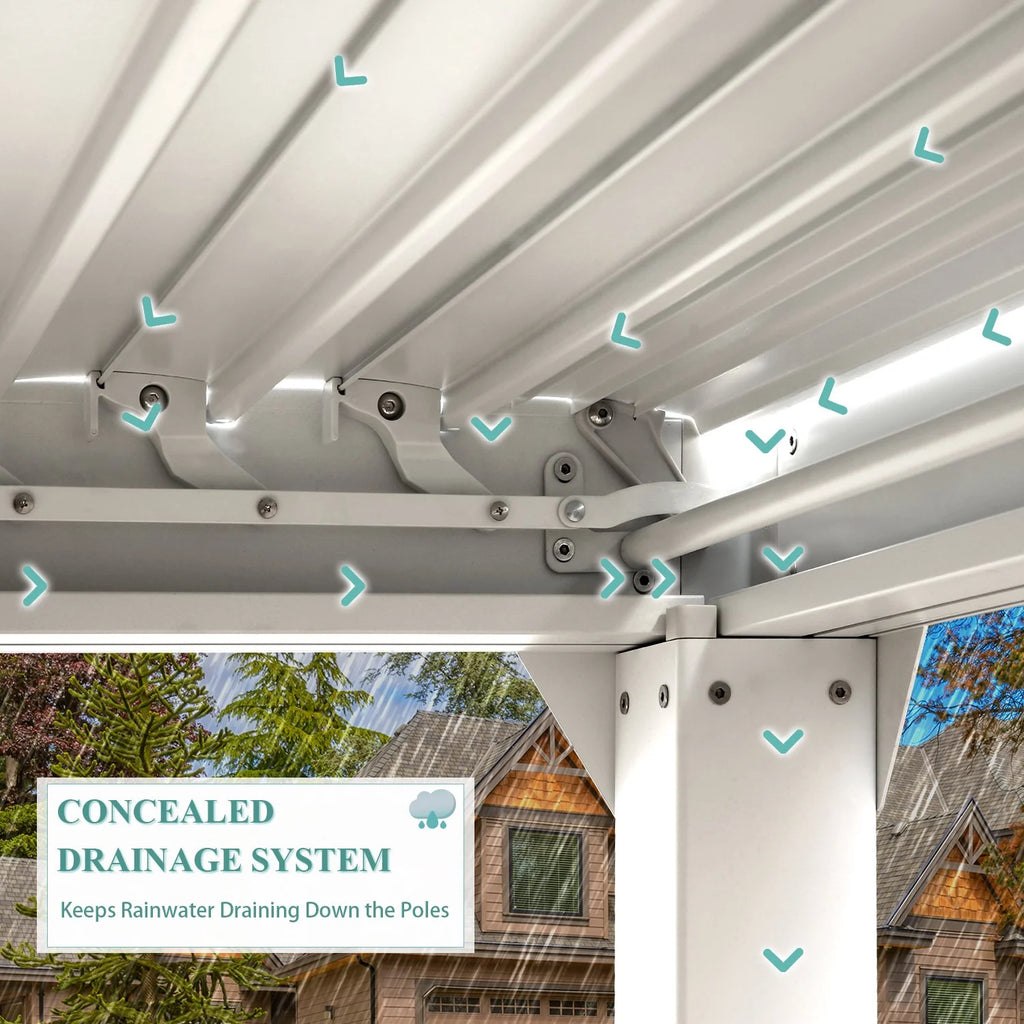 10'10' Outdoor Louvered Pergola with Adjustable Aluminum Roof I3998