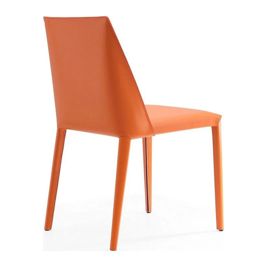 Coral Orange Leather Dining Chair (Set of 2) H320