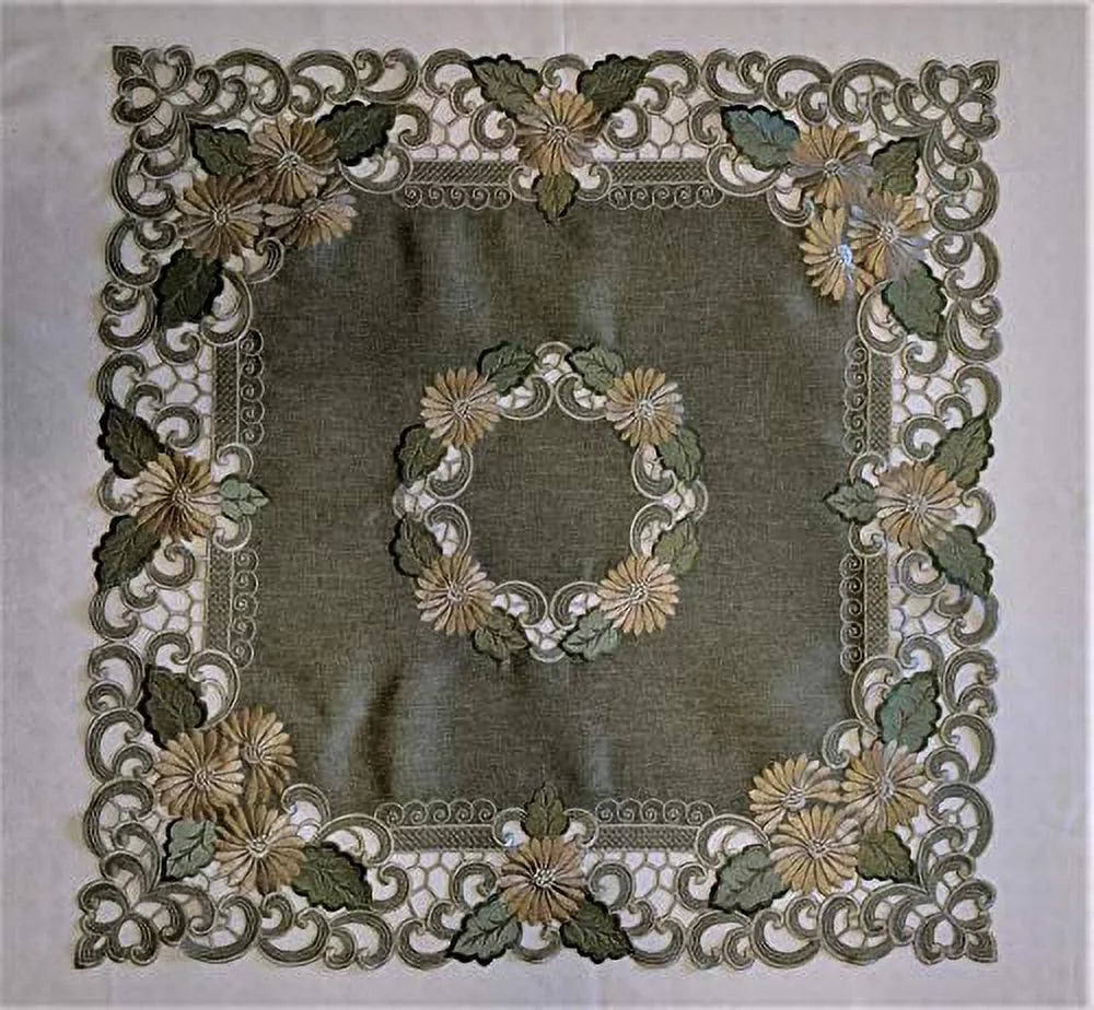 Square Embroidered Tablecloth or Table Topper 34 inches P771119