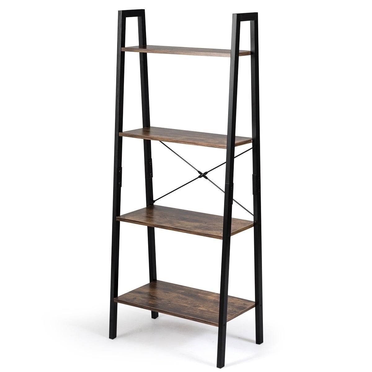 4-Tier Ladder Storage Rack Bookcase W9432