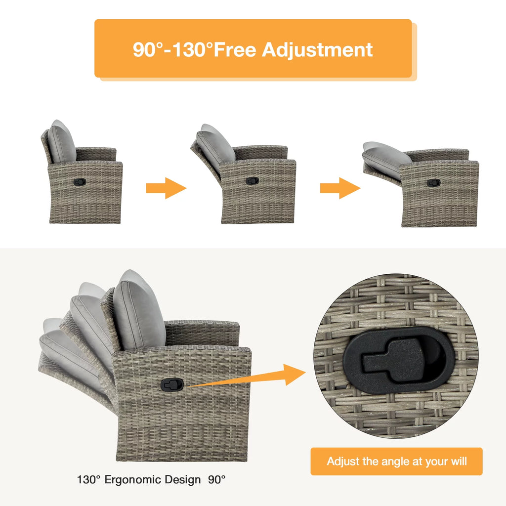 6 Pieces Wicker Rattan Sofa and Table K59179