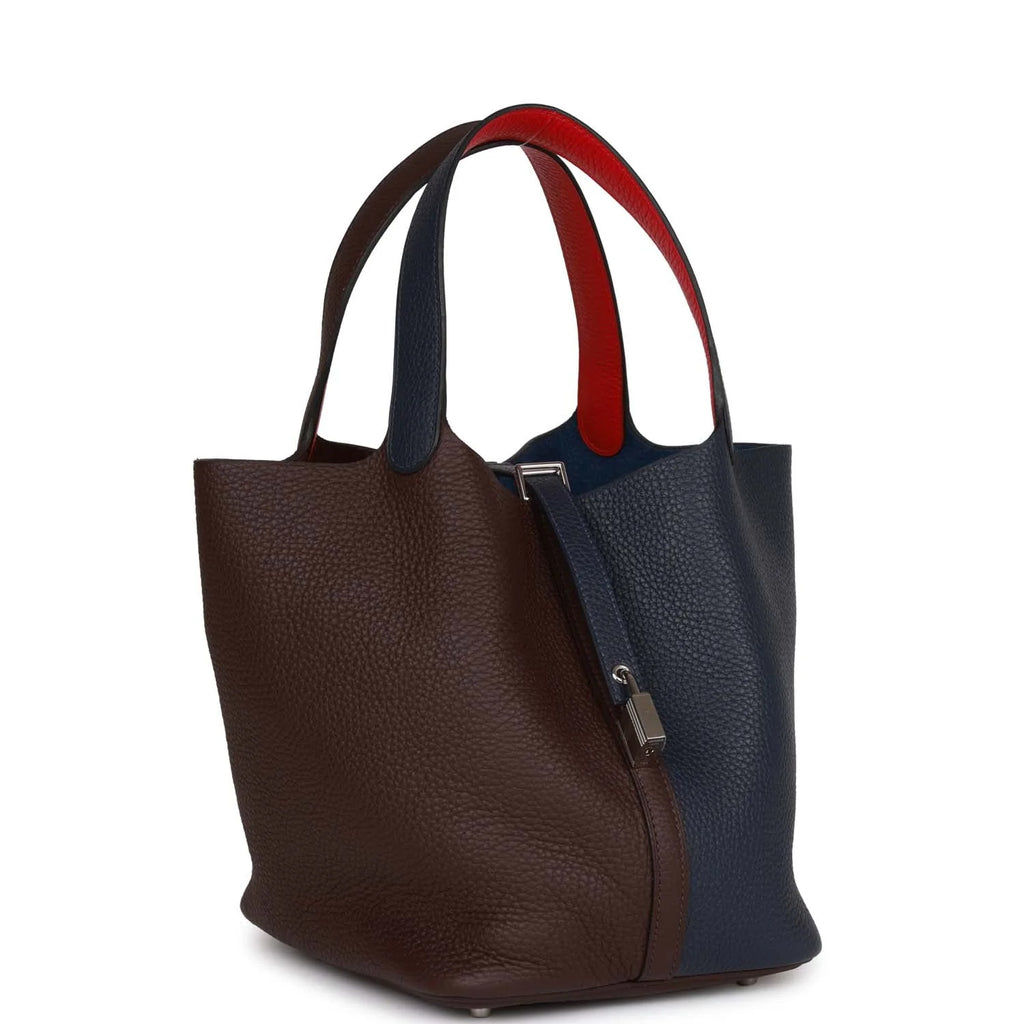 Bleu Nuit Framboise Rouge Sellier Clemence Palladium Hardware Bucket Bag X3438