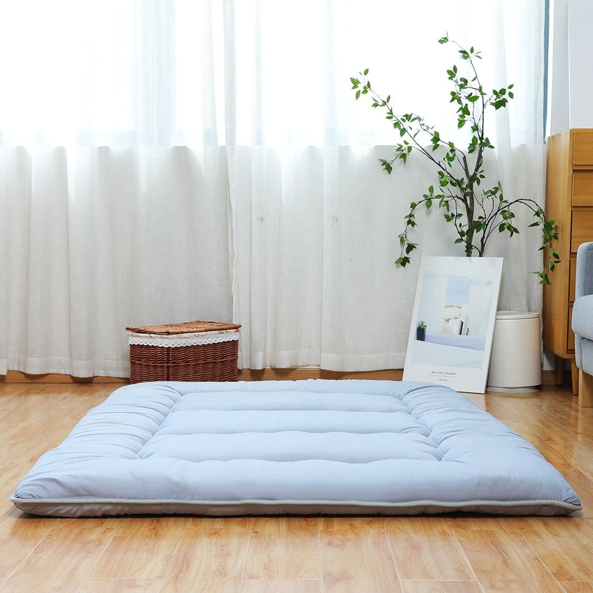 Japanese Floor Mattress Foldable Roll Up Tatami Mat with Washable Cover P547