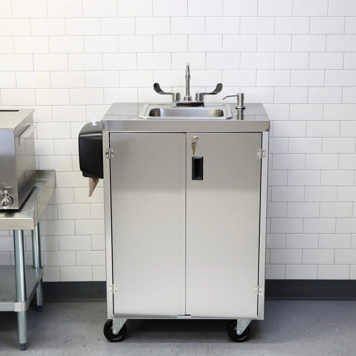 Electric Portable Sink with Hot Water Heater and Pump - Movable Steel Hand Washing Sink I85690
