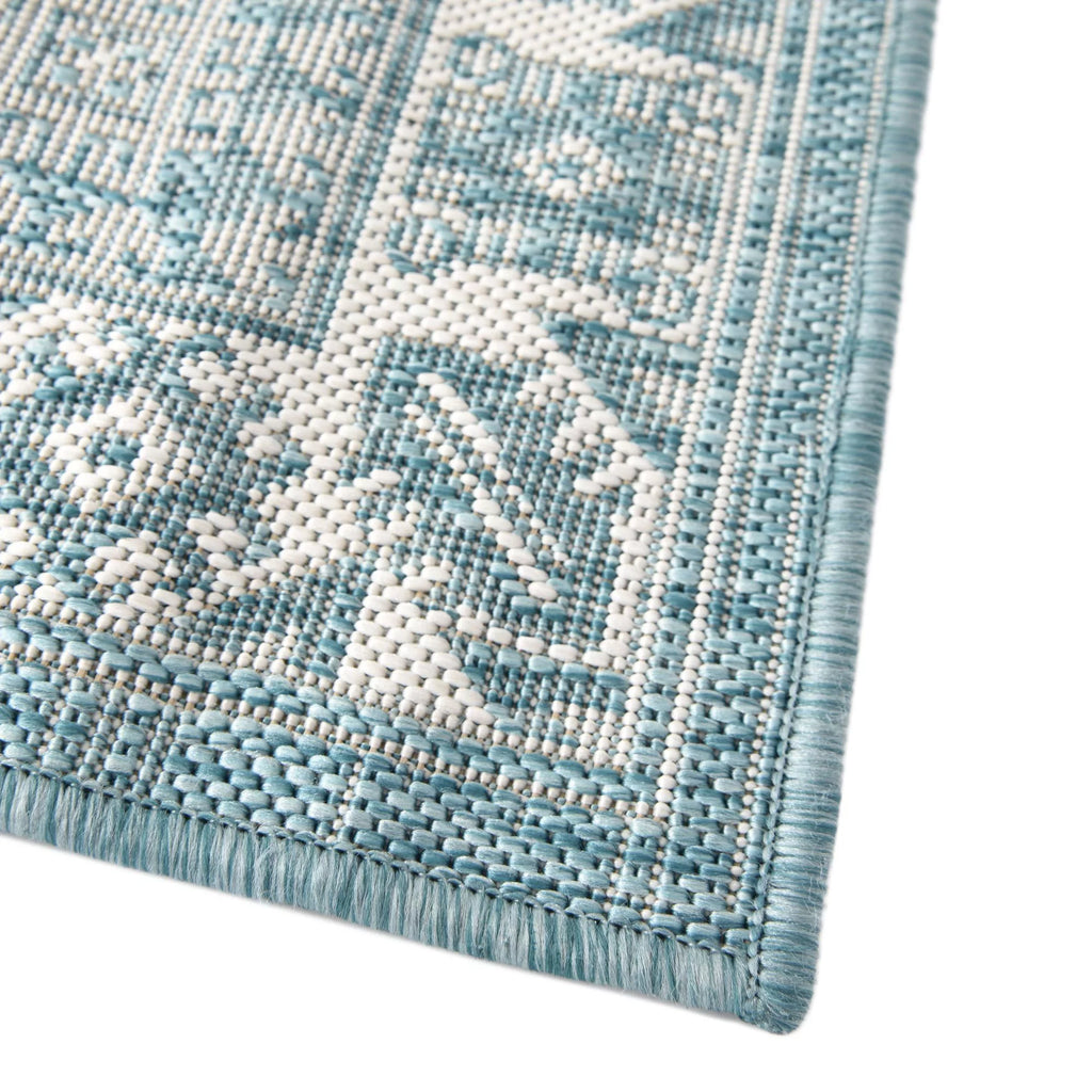 Aqua 6 Ft Runner Flatweave Rug S2420