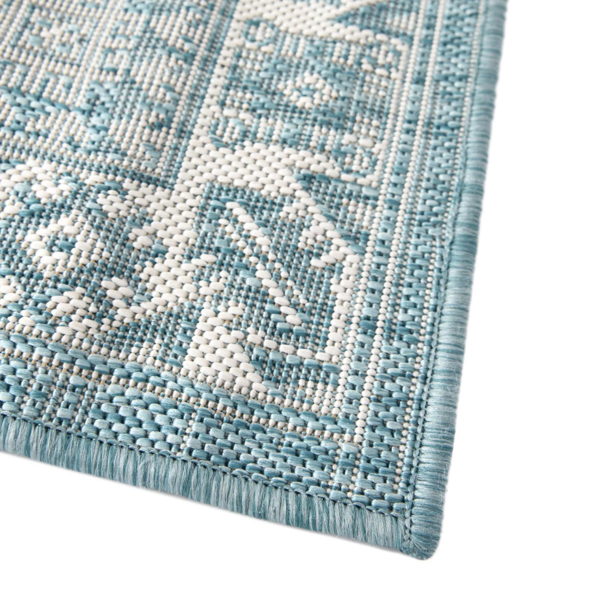 Aqua 6 Ft Runner Flatweave Rug S2420