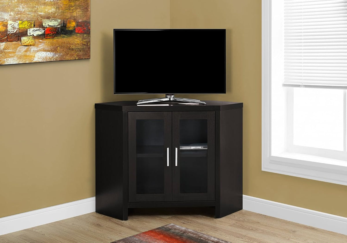 Cappuccino Corner TV Stand with Glass Doors X51226
