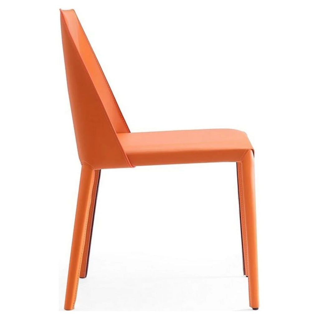 Coral Orange Leather Dining Chair (Set of 2) H320