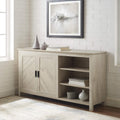 Modern Wood Grooved Buffet Sideboard with Storage Cabinet Doors, 58 Inch, Birch S5600
