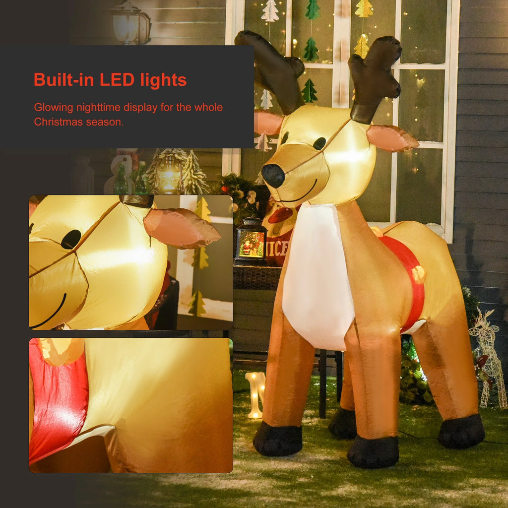 Reindeer Christmas Yard Inflatable with LED Lights V1329