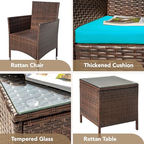 3 Pieces PE Rattan Wicker Chairs with Table Z2166
