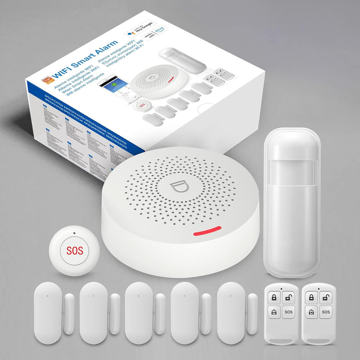 DIY Home Wi-Fi Alarm Kit with Motion Detector, Door/Window Sensor, Siren G4853