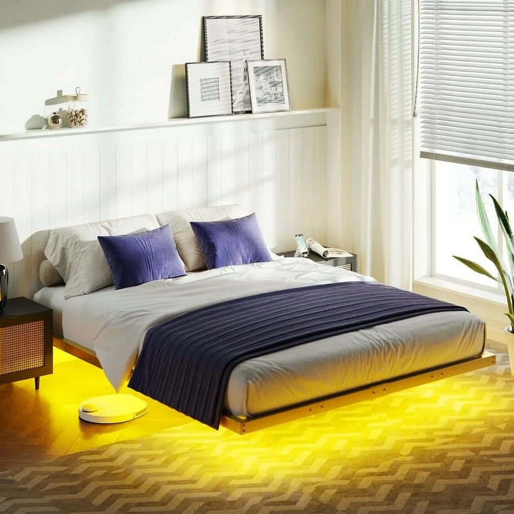 Queen Size LED Metal Platform Bed Frame Q66376