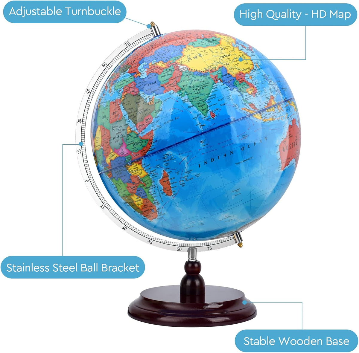13 inch Educational World Globe with Stand J1527