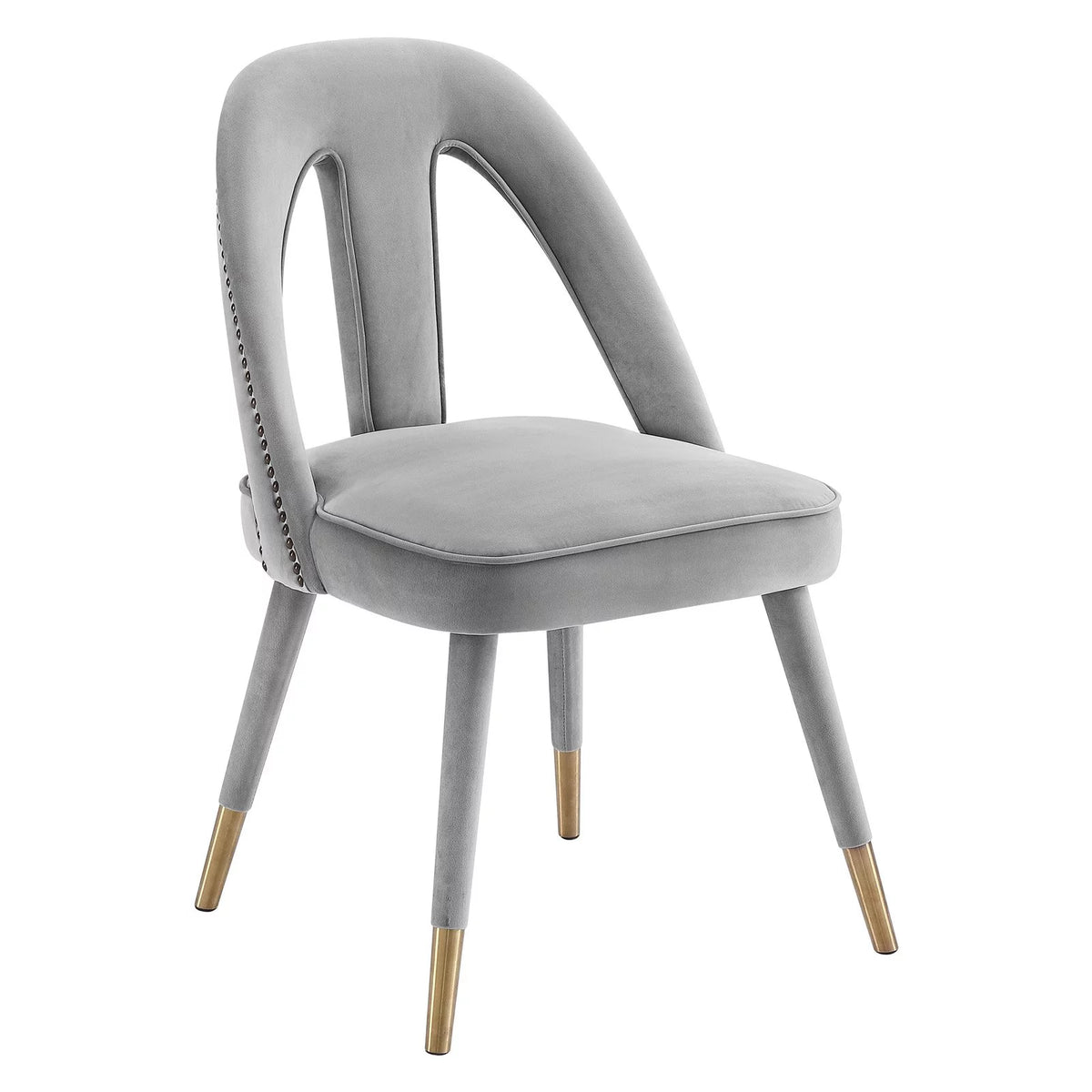 Light Grey Velvet Dining Chair with Gold Tipped Legs C208586