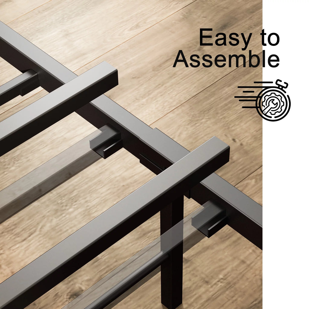 King Metal Bed Frame with Storage Headboard and Outlets G9655