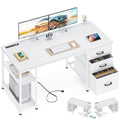 51 Inch Computer Desk with Fabric Drawers & USB Power Outlets S9574