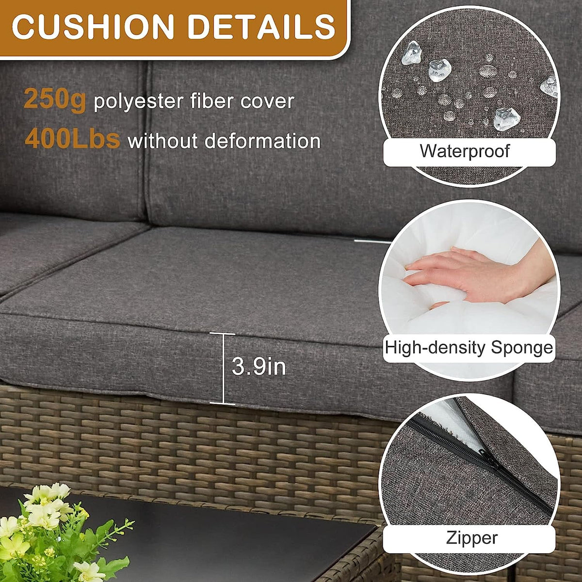 7pcs Wicker Sectional Sofa with Cushions W492101